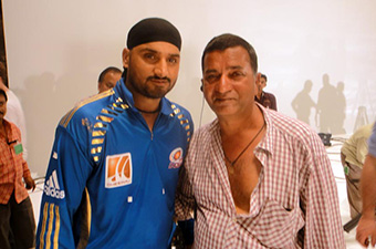 With Harbhajan Singh in a 'Commercial Shoot'