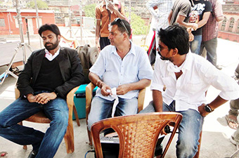 With Pawan Kalyan and Vishnu Vardhan on the sets of 'Panjaa'